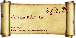 Ürge Márta névjegykártya